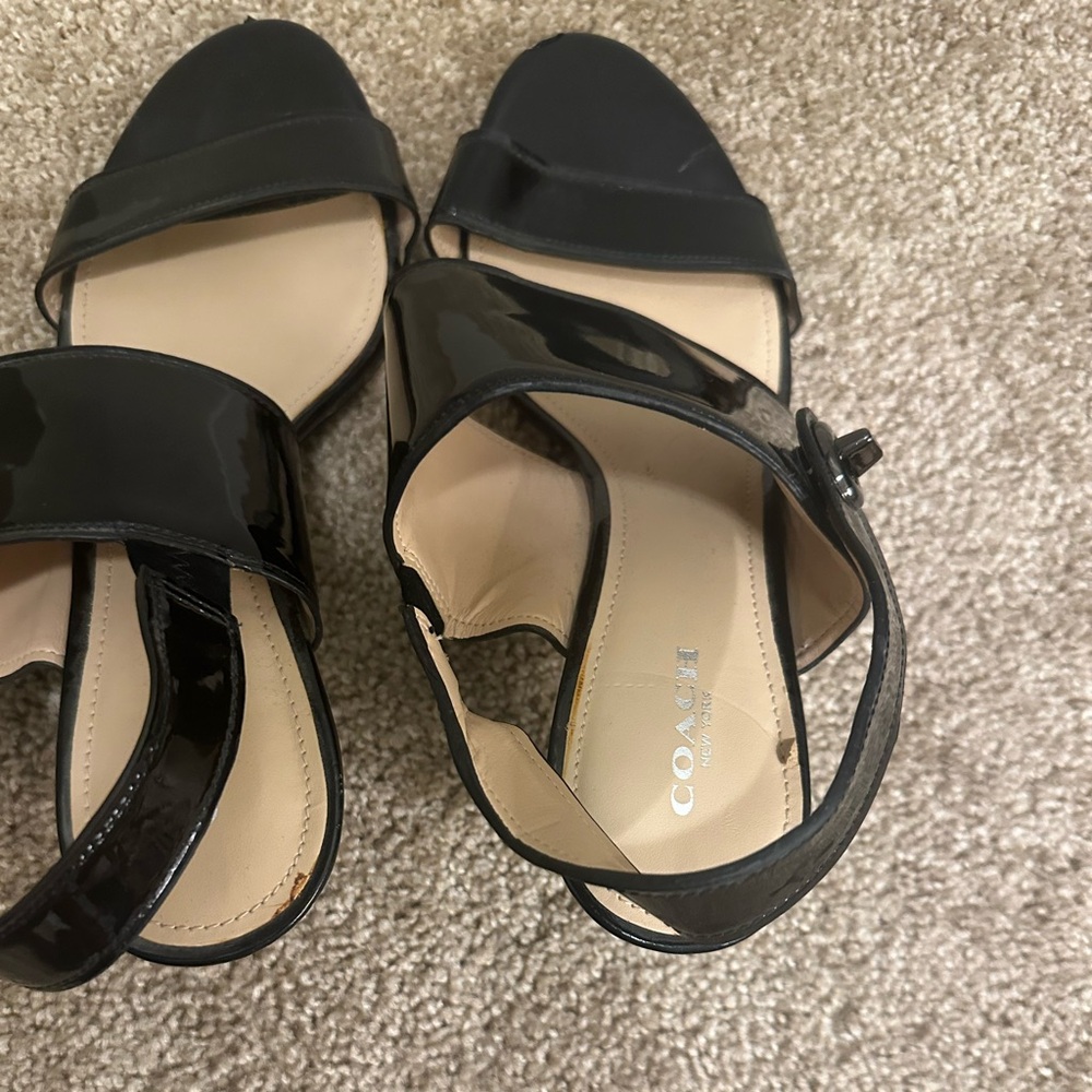 Coach Black Patent Leather Slingback Sandals - Picture 9 of 11